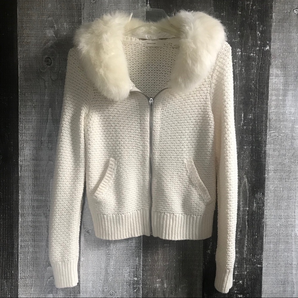 Anthropologie Sleeping on Snow Cardigan Branna Fur